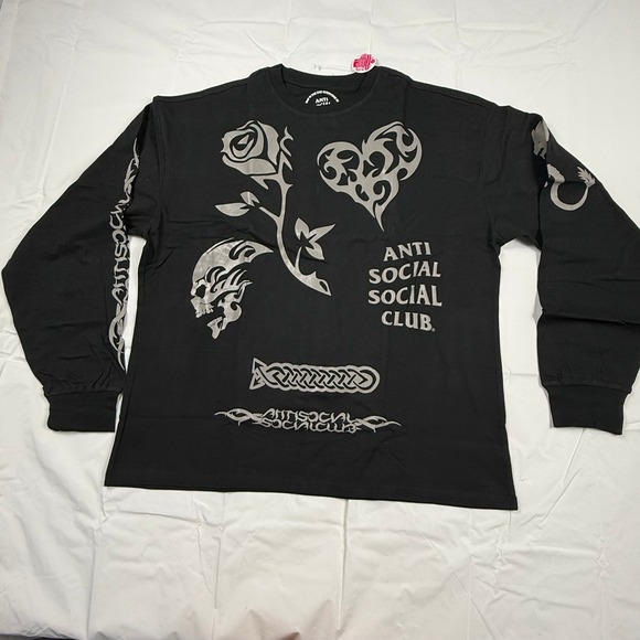 Anti Social Social Club Black Tribal Graphic Long Sleeve T-Shirt Mens XL - Picture 3 of 9